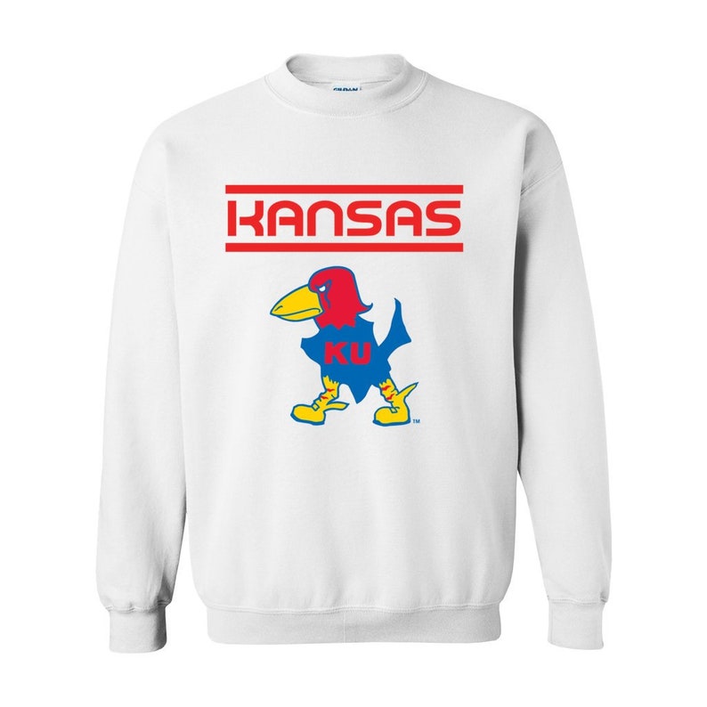 Kansas Jayhawks Retro Print Graphic Sweatshirt, Rock Chalk Shirt, Women's Kansas Sweatshirt, Jayhawks Apparel
