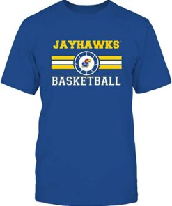 Kansas Jayhawks Shirt, Basketball Center Logo Retro Stripes