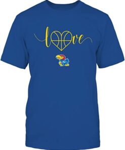 Kansas Jayhawks Shirt, Basketball Heart Love