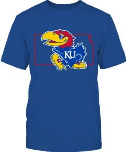 Kansas Jayhawks Shirt, Big Jay in State Outline Gifts for Fans