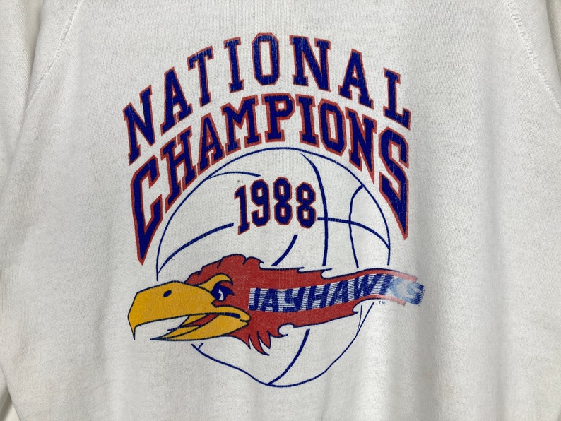 Kansas Jayhawks Sweatshirt Large Vintage 80s Kansas Jayhawks National Champion 1988 Baseball University of Kansas Pullover Crewneck Sweatshirt