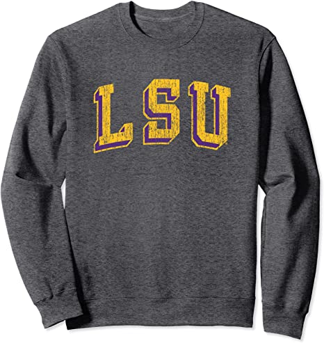 LSU Tigers Retro Arch Dark Heather Sweatshirt