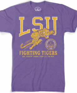 LSU Tigers Retro Fightin' Tigers Football Tri-Blend T-Shirt - Purple