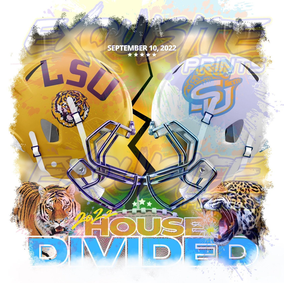 LSU vs Southern House Divided Ready For Sublimation Print