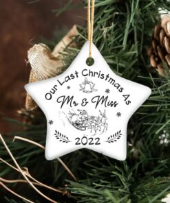 Last Christmas As Mr And Miss Ceramic Ornament, Last Christmas Engaged Ornament, Gift Christmas Ornament, Engaged Couples Gift, Fiancé Gift