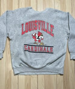 Louisville Cardinals Football Crewneck Sweatshirt, Vintage 90s Louisville State Hoodie