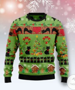 Love Black Cat Ugly Christmas Sweater, All Over Print Sweatshirt