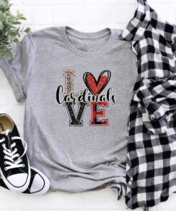 Love Cardinals Shirt, School mascot Gift , Football soccer baseball volleyball , team spirit , Gift