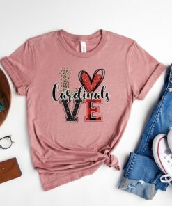 Love Cardinals Shirt, School mascot Gift , Football soccer baseball volleyball , team spirit , Gift