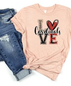 Love Cardinals Shirt, School mascot Gift , Football soccer baseball volleyball , team spirit , Gift