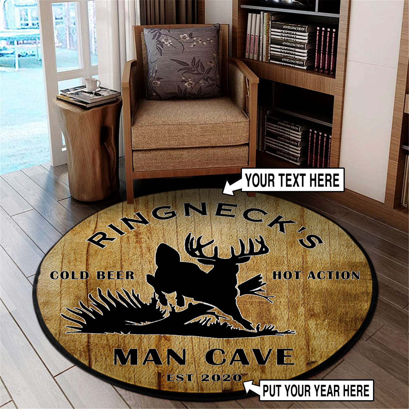 Man Cave Hunters Round Rug, Carpet