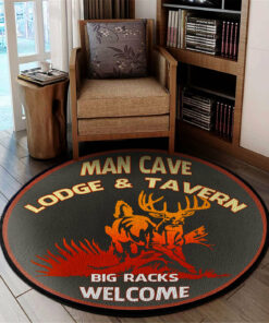 Man Cave Lodge & Tavern Welcome Round Rug, Carpet