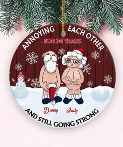 Merry Christmas 2022 Custom Name I Want to Grow Old with You Ornament, Personalized Anniversary Present for Old Couple Husband & Wife, 2022 Xmas Gifts Ceramic Ornament