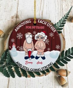 Merry Christmas 2022 Custom Name I Want to Grow Old with You Ornament, Personalized Anniversary Present for Old Couple Husband & Wife, 2022 Xmas Gifts Ceramic Ornament