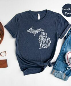 Michigan State Shirts, Michigan State Map Shirt, Michigan Travel Gifts, Michigan Clothing, Michigan Sweatshirt, Michigan Apparel