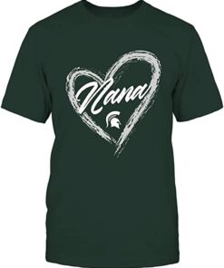 Michigan State Spartans Heart Shape Nana University Team Logo Gift Shirt for Fans