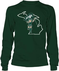 Michigan State Spartans Hoodie Sparty in State Outline