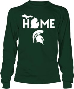 Michigan State Spartans Shirt Home with State Outline