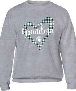 Michigan State Spartans Sweatshirt Checkered Heart Outline Grandma
