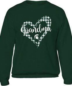 Michigan State Spartans Sweatshirt Checkered Heart Outline Grandma