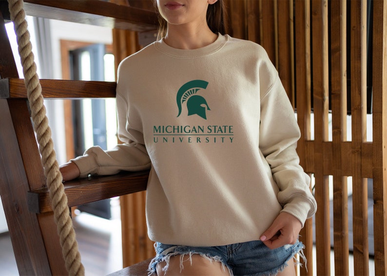 Michigan State University Sweatshirt, Michigan State Fan Sweater, Michigan Student Hoodie, Michigan State College Logo Crewneck, Michigan
