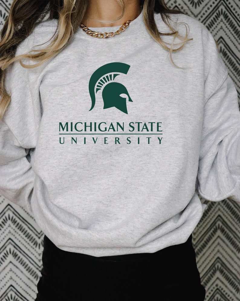 Michigan State University Sweatshirt, Michigan State Fan Sweater, Michigan Student Hoodie, Michigan State College Logo Crewneck, Michigan