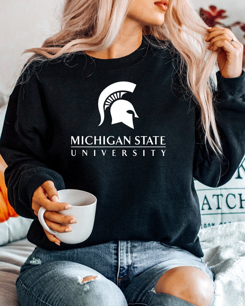 Michigan State University Sweatshirt, Michigan State Fan Sweater, Michigan Student Hoodie, Michigan State College Logo Crewneck, Michigan