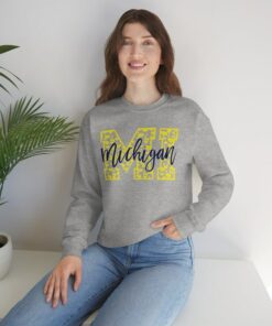 Michigan Sweatshirt, ADULT Size Unisex Heavy Blend Crewneck Sweatshirt, College, Football, University, Basketball, Baseball, State