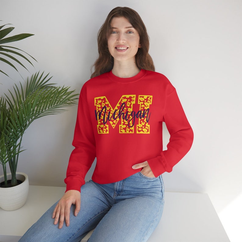 Michigan Sweatshirt, ADULT Size Unisex Heavy Blend Crewneck Sweatshirt, College, Football, University, Basketball, Baseball, State