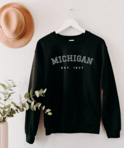 Michigan Themed Crewneck Sweatshirt, Collegiate Text Michigan Est. Sweatshirt, Michigan Gifts, Michigan Themed Shirt