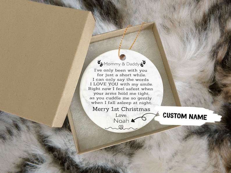 Mommy And Daddy I've Been Only With You Ceramic Ornament, Gifts For Mom Dad From Baby Bump, Christmas Decoration, 1st Christmas As Parents