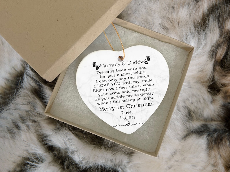 Mommy And Daddy I've Been Only With You Ceramic Ornament, Gifts For Mom Dad From Baby Bump, Christmas Decoration, 1st Christmas As Parents