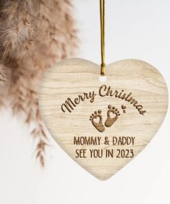 Mommy And Daddy See You In 2023 Ceramic Ornament (Not Made of Wooden), Pregnancy Announcement, Pregnancy Reveal, New Baby, Christmas Ornament For New Parents