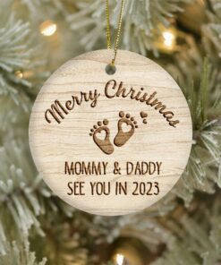 Mommy And Daddy See You In 2023 Ceramic Ornament (Not Made of Wooden), Pregnancy Announcement, Pregnancy Reveal, New Baby, Christmas Ornament For New Parents