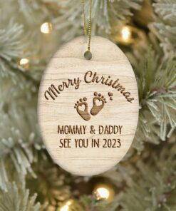 Mommy And Daddy See You In 2023 Ceramic Ornament (Not Made of Wooden), Pregnancy Announcement, Pregnancy Reveal, New Baby, Christmas Ornament For New Parents