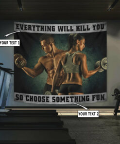 Motivational Quotes Banner Flag Tapestry For Home Gym Décor, Fitness Club