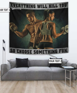 Motivational Quotes Banner Flag Tapestry For Home Gym Décor, Fitness Club
