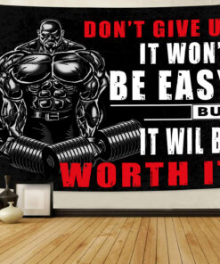 Motivational Quotes Banner Flag Tapestry For Home Gym Décor Gifts for Gymers