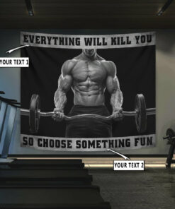 Motivational Quotes Banner Gym Flag Tapestry For Home Gym Decor