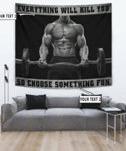 Motivational Quotes Banner Gym Flag Tapestry For Home Gym Decor