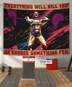 Motivational Quotes Women Weightlifting Banner Flag Tapestry Home Gym Decor Gym Gift