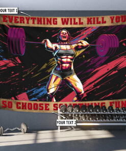 Motivational Quotes Women Weightlifting Banner Flag Tapestry Home Gym Decor Gym Gift