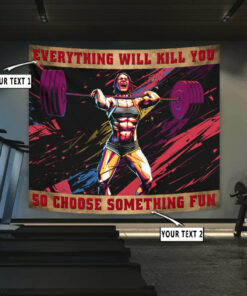 Motivational Quotes Women Weightlifting Banner Flag Tapestry Home Gym Decor Gym Gift