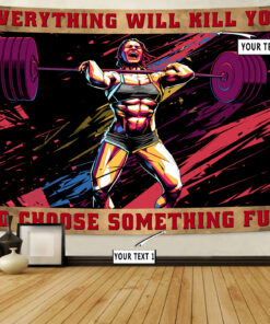 Motivational Quotes Women Weightlifting Banner Flag Tapestry Home Gym Decor Gym Gift