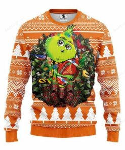 NCAA TEXAS LONGHORNS GRINCH HUG UGLY CHRISTMAS SWEATER, ALL OVER PRINT SWEATSHIRT