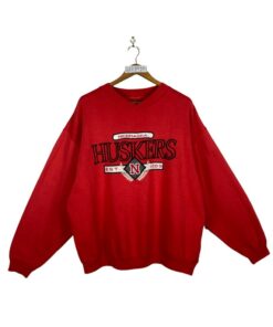 Nebraska Huskers Sweatshirt Vintage 90S University Of Nebraska Huskers Football Print Sweatshirt