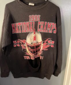 Nebraska Huskers Vintage Crewneck Sweater Sweatshirt Lg Black NCAA 1995 Champs