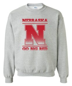 Nebraska Sweatshirt Block N Fade Go Big Red Crewneck Fleece Husker Sweatshirt Cornhuskers Fleece Crew Cuffed Sleeves Pullover Sweat Shirt