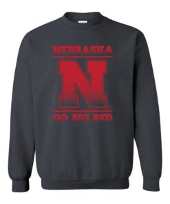Nebraska Sweatshirt Block N Fade Go Big Red Crewneck Fleece Husker Sweatshirt Cornhuskers Fleece Crew Cuffed Sleeves Pullover Sweat Shirt
