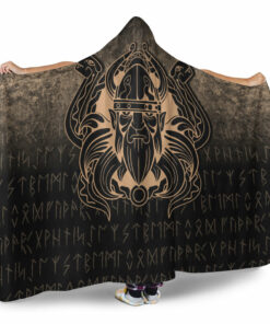 Nordic Warrior Valhalla Norse Gold Version Hooded Blanket